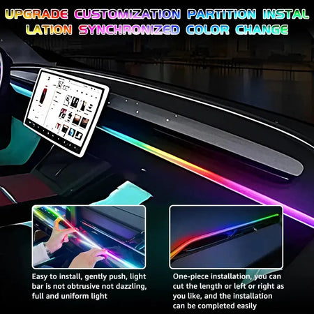 200cm 78inch Car Ambient Light LED Front Dashboard Windshield 64 Color RGB Symphony Interior Acrylic Atmosphere Lamp App Control by InterCyprus Trading Ltd