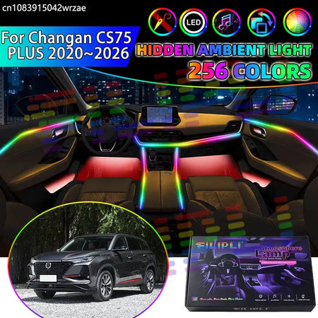 For Changan CS75 2020~2026 PLUS MK2 2021 RGB Car Interior Ambient Lights Strips Breathing Lighting Kit App Control LED strips by InterCyprus Trading Ltd