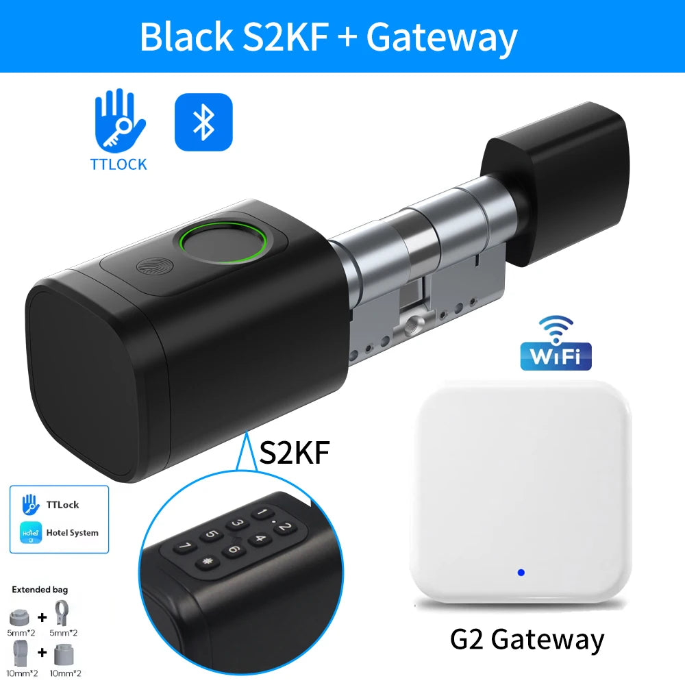 Lucking Door S2K Smart Cylinder Lock &ndash; Keyless Biometric S2KF-B-TTLOCK G2 / 30 and 30mm