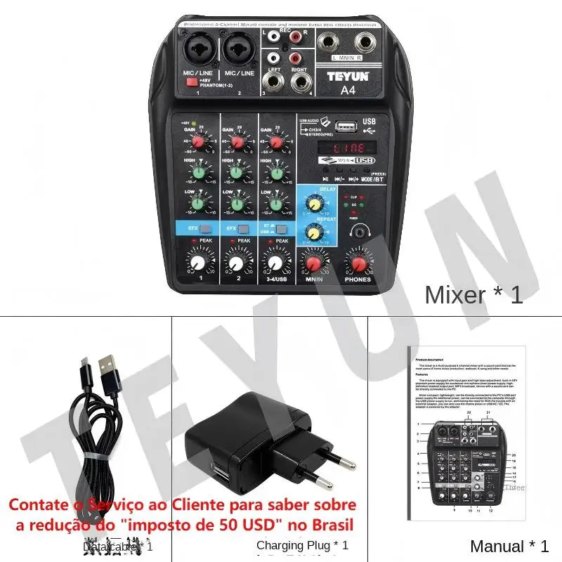 TEYUN A6 A8 A4 6/8 Channel Audio Mixer &ndash; Portable Mixer A4 EU Plug