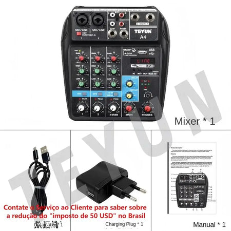 TEYUN A6 A8 A4 6/8 Channel Audio Mixer &ndash; Portable Mixer A4 EU Plug