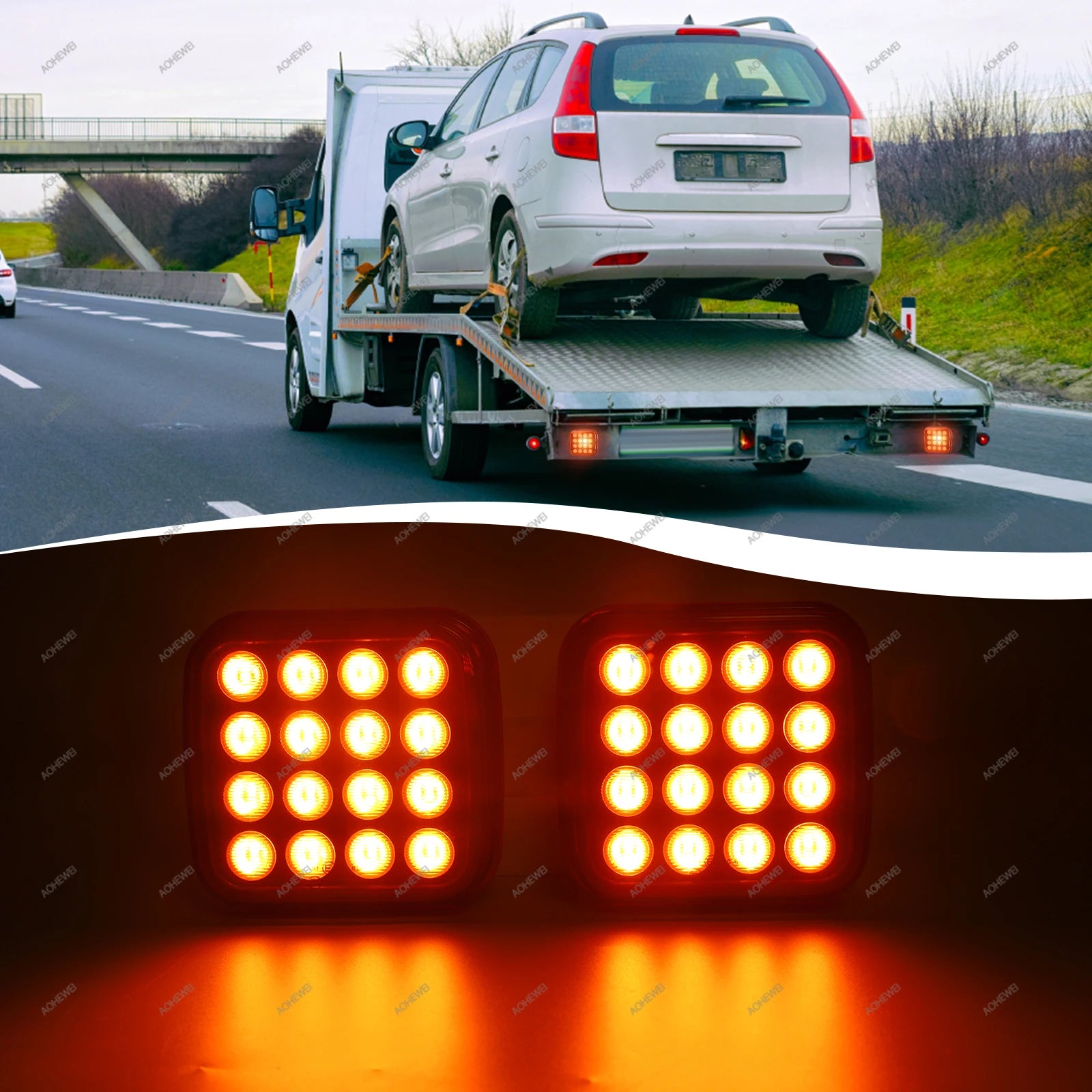 AOHEWEI LED Wireless Strobe Hazard Lights Kit - Rechargeable Magnetic Beacon for Trucks &amp; Vehicles