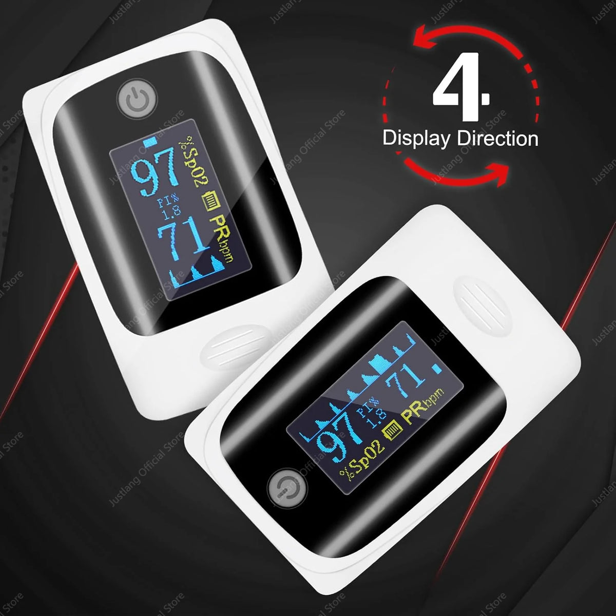 JUSTLANG Rechargeable Finger Pulse Oximeter - TFT Display