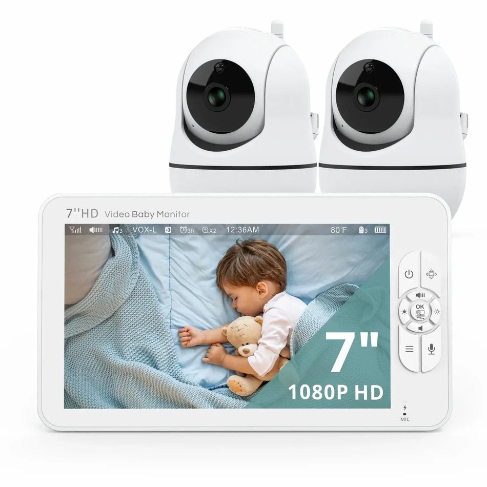 7-Inch HD Dual Camera Baby Monitor, 1080P Display, 4000mAh Battery by InterCyprus Trading Ltd