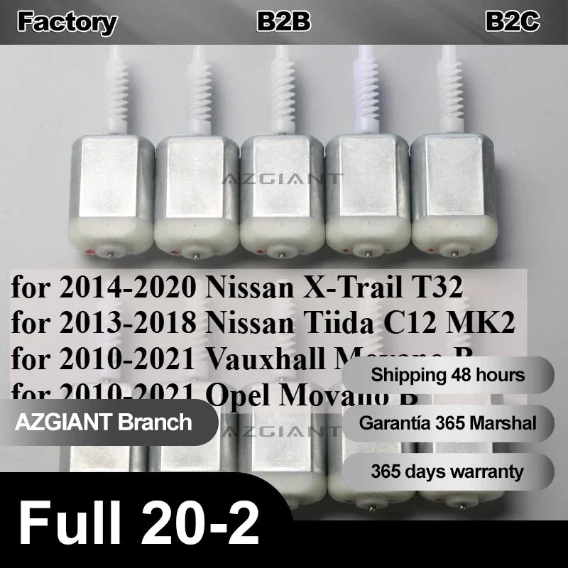 Ukseloendi aktuaatori mini mootori komplekt Opel Movano B (2010-2021) ja Nissan X-Trail T32 12V DC 10 tükki
