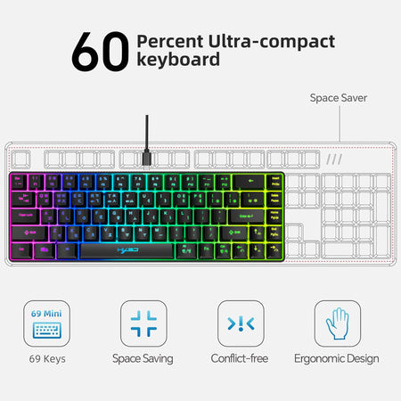 HXSJ V200 &ndash; 65 Percent Korean Gaming Keyboard RGB Backlit