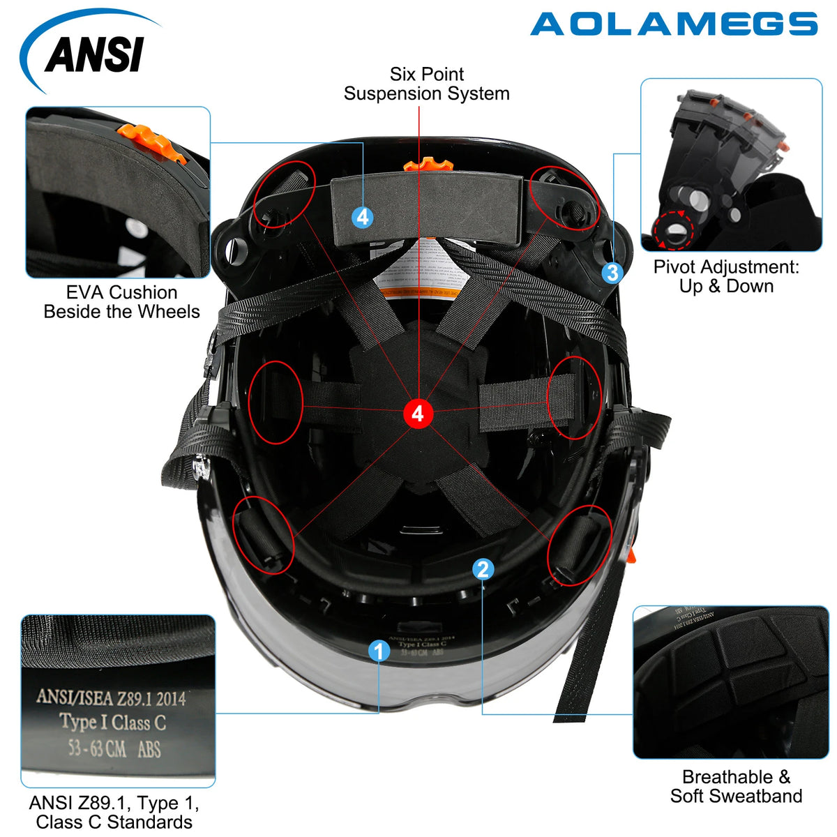 Aolamegs SF06 Safety Helmet With Goggles &ndash; Comfortable