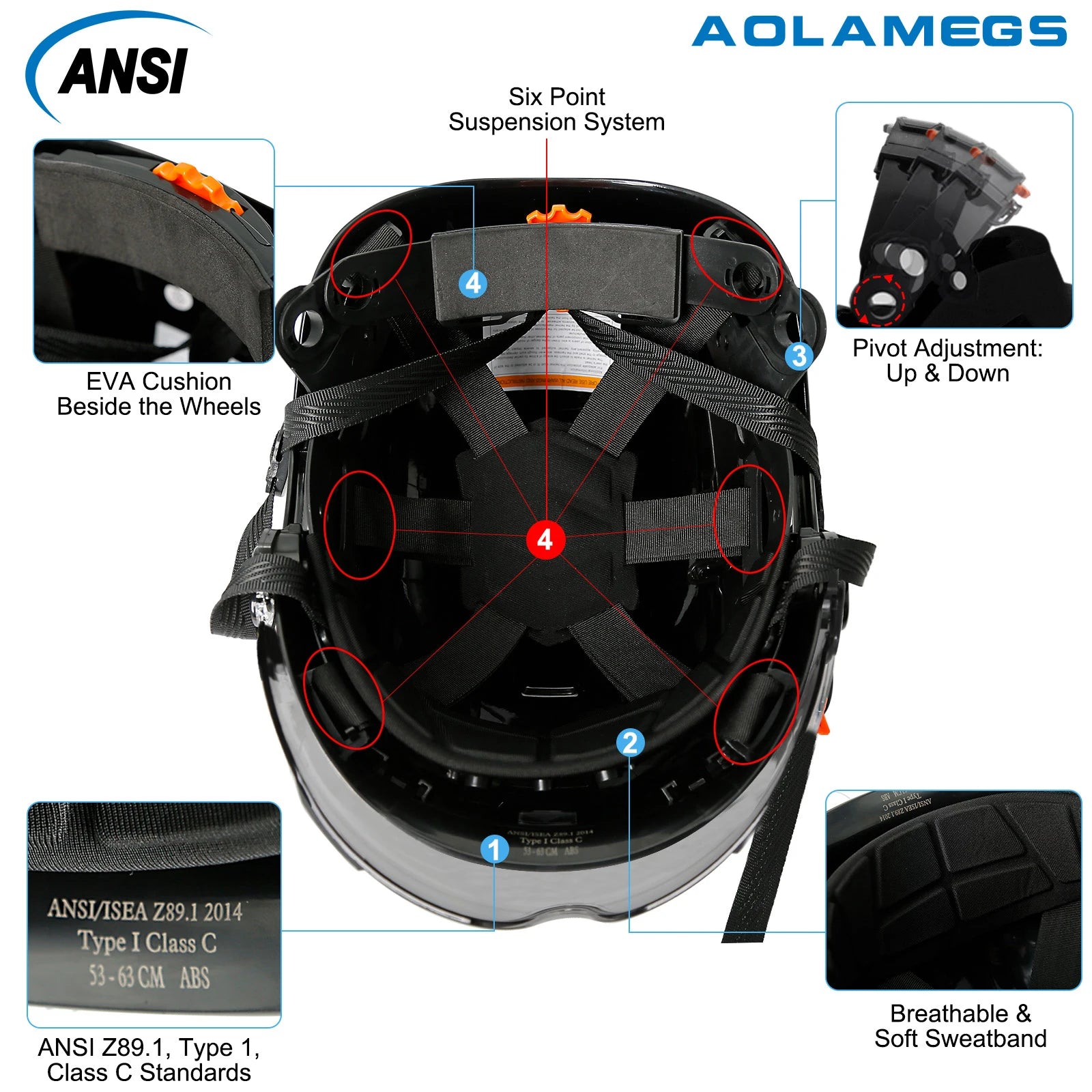 Aolamegs SF06 Safety Helmet With Goggles &ndash; Comfortable