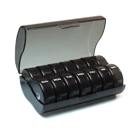 14-Compartment Weekly Pill Organizer for Vitamins, Supplements, and Medicine - BPA-Free, Multi-Purpose Travel Case All black