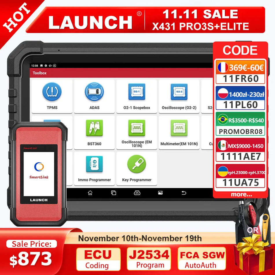 LAUNCH PRO3S+ELITE Auto Scanner with 37+ Resets, ECU Coding, J2534 Program