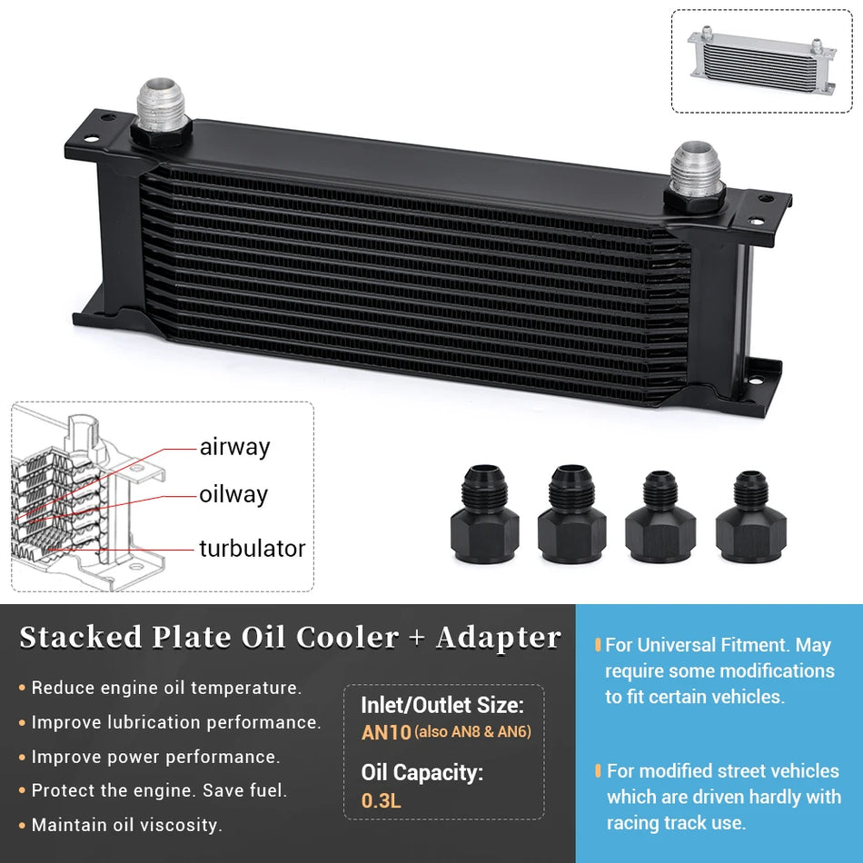 Kit de răcire a uleiului de transmisie pentru motor din aluminiu universal cu 13 rânduri