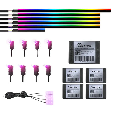 Full Color Streamer Car Ambient Lights RGB 64 Color Universal LED Interior Hidden Acrylic Strip Symphony Atmosphere Lamp by InterCyprus Trading Ltd