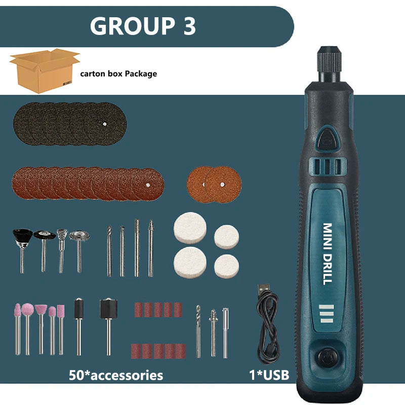 DONUMEH Cordless Mini Electric Engraver and Grinder with 3-Speed Control DOM-001-GROUP3