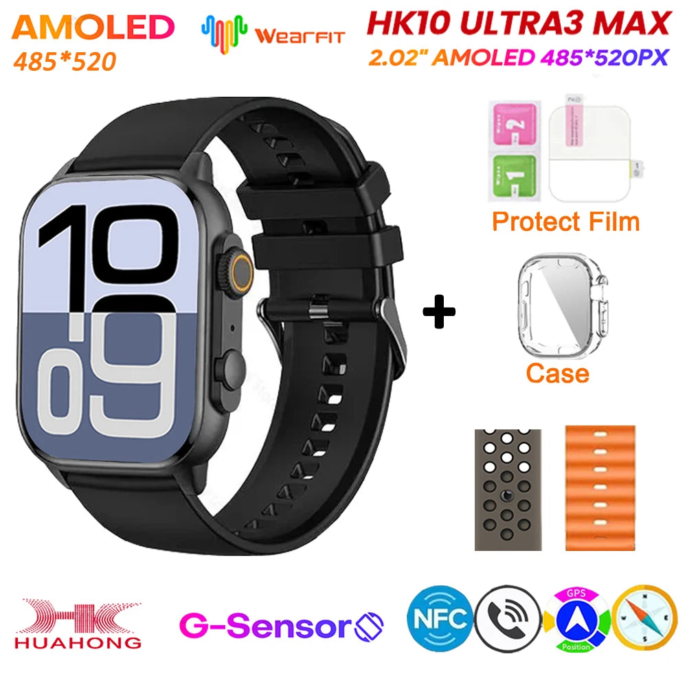 HK10 Ultra 3 MAX 2025 &ndash; AMOLED NFC GPS Smartwatch AI oc-orange-sp-green 1