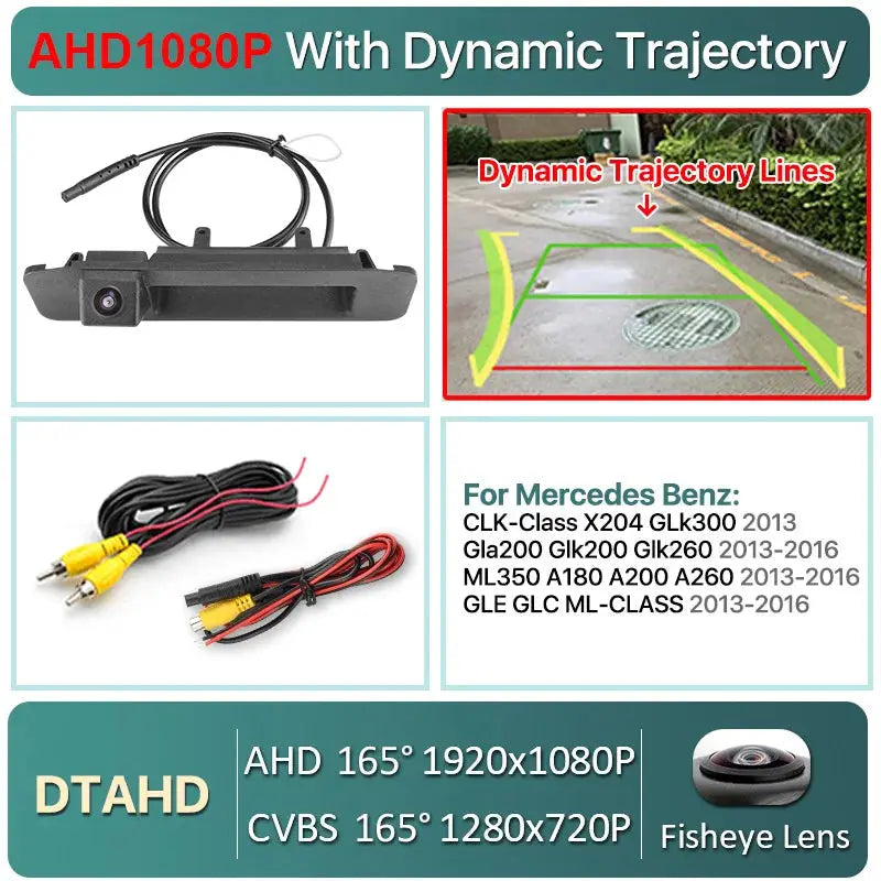 AHD 1080P Dynamic Trajectory Car Rear View Trunk Handle Camera For Mercedes Benz CLK-X204 GLK GLA GLC GLE ML 2013-2016 by InterCyprus Trading Ltd
