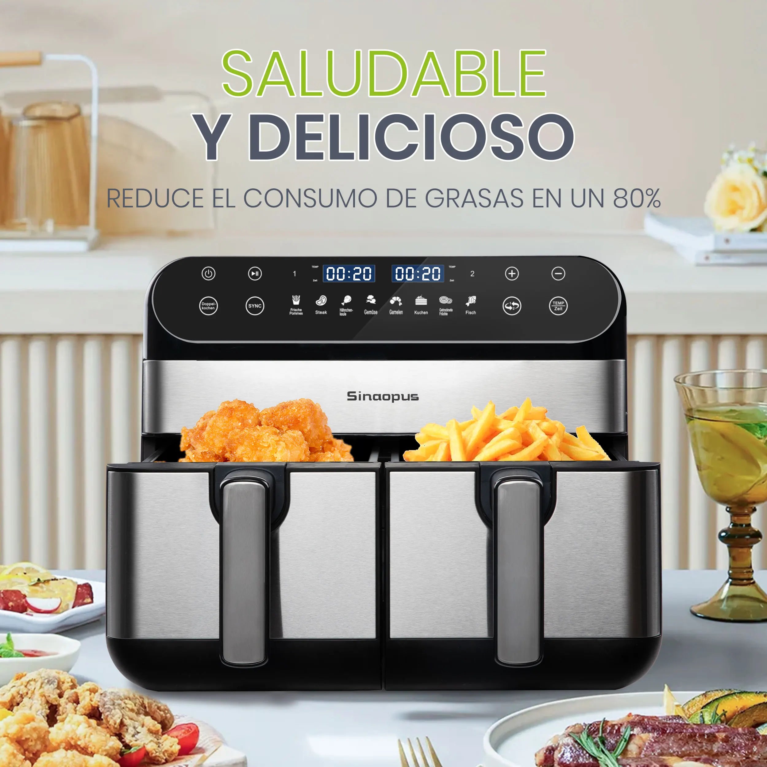 10L Dual Basket Air Fryer &ndash; Touchscreen 2400W, 8 Functions