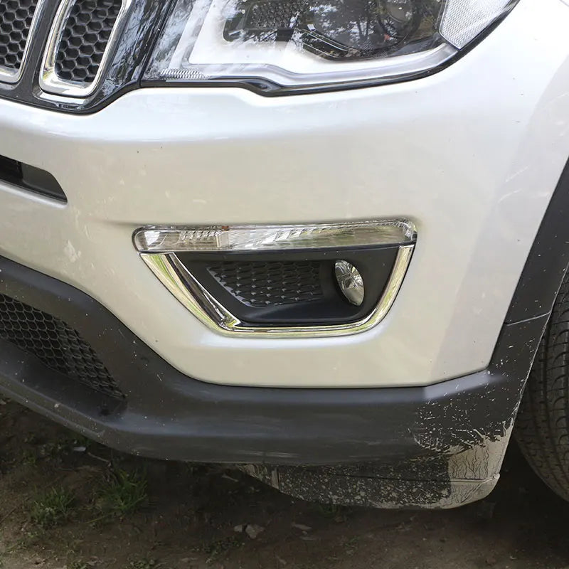 Front Fog Light Cover Trim Chrome Molding for Jeep Compass 2017-2021 Exterior Trim Accessory