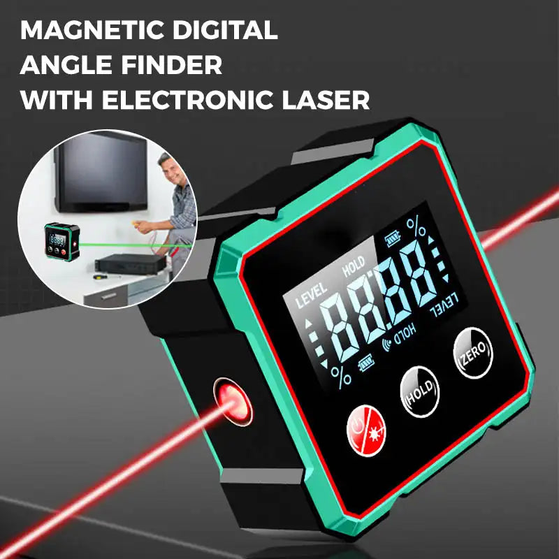 Magnetic Digital Angle Finder with Laser Gauge &amp; Level Features