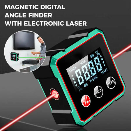 Magnetic Digital Angle Finder with Laser Gauge &amp; Level Features