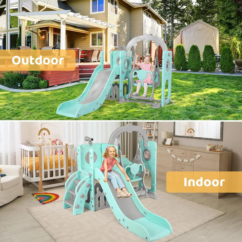 Vijf In Eén Kinderen Glijbaan Schommel Klimframe Opslag