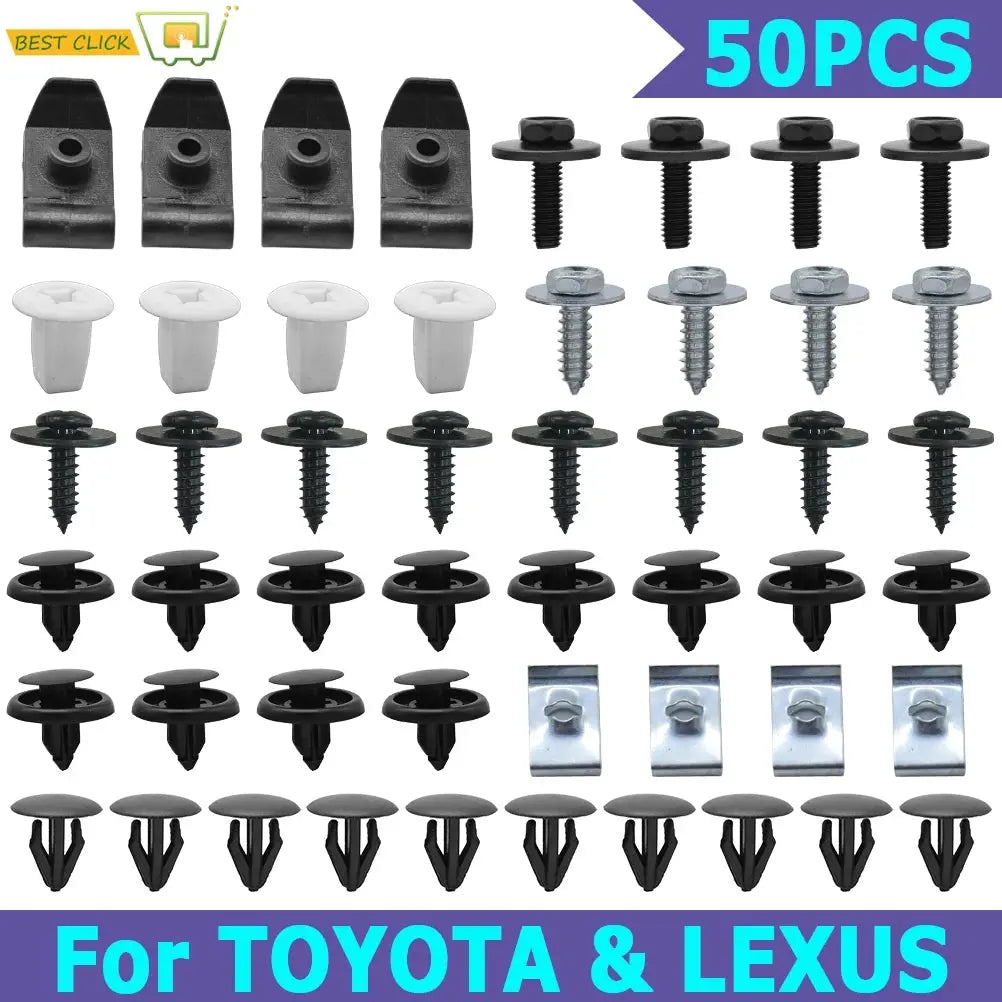 50pcs Car Engine Under Body Cover Clips For Toyota Lexus Bumper Fender Trim Mudguard Splash Shield Screws Rivet Auto Fitting Kit by InterCyprus Trading Ltd