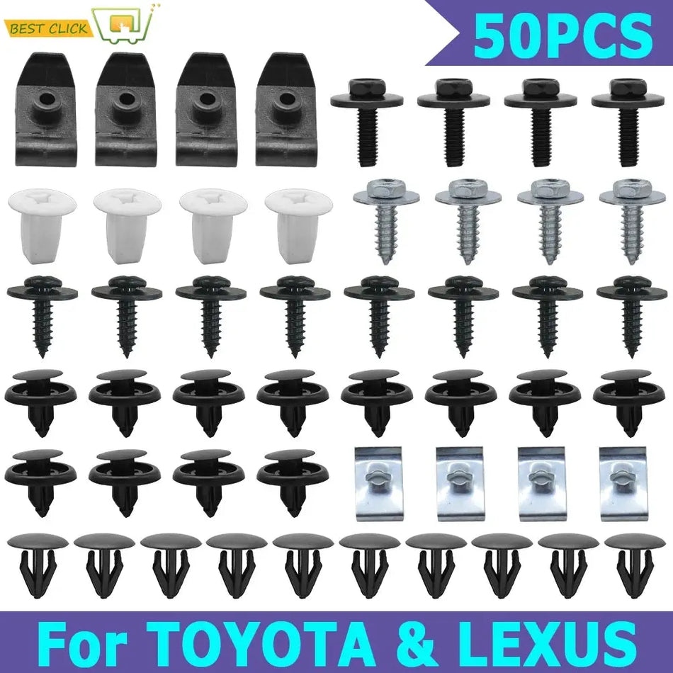 50pcs Car Engine Under Body Cover Clips For Toyota Lexus Bumper Fender Trim Mudguard Splash Shield Screws Rivet Auto Fitting Kit by InterCyprus Trading Ltd