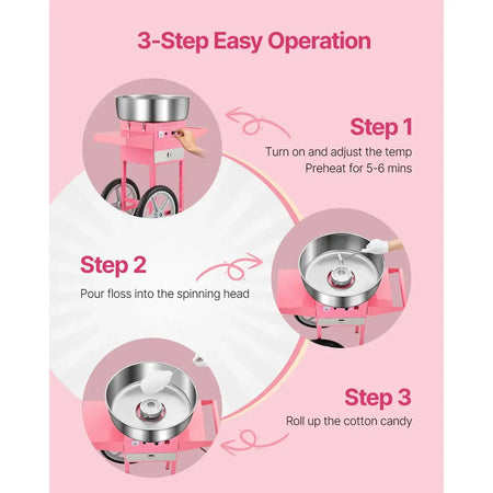 Electric Cotton Candy Machine Cart Stainless Bowl