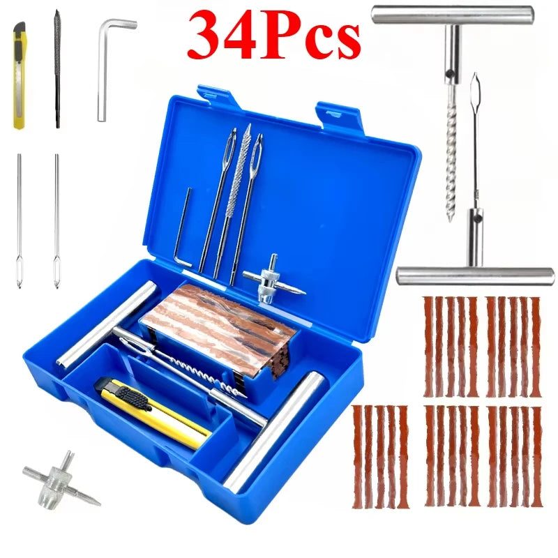 New Car Tire Repair Tool Kit &ndash; Quick Puncture Fix For Cars New 34Pcs