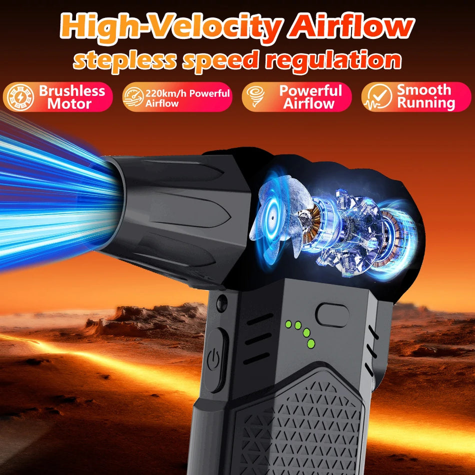 Portable 400K RPM Turbo Blower Fan, Cordless Vacuum and Air Duster