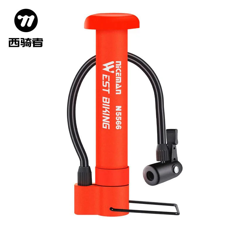 West Biking 80 PSI Manual Bicycle Pump with Balloon Tire Inflator Red