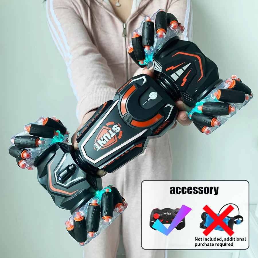 4WD RC Stunt Car - 2.4G Remote Control, Sound &amp; Light, Rotating Drift, Kids' Toy H6020-orange-1rc