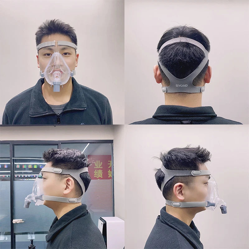 Masca CPAP pentru față completă pentru apnee în somn cu curea de susținere, anti-sforăit