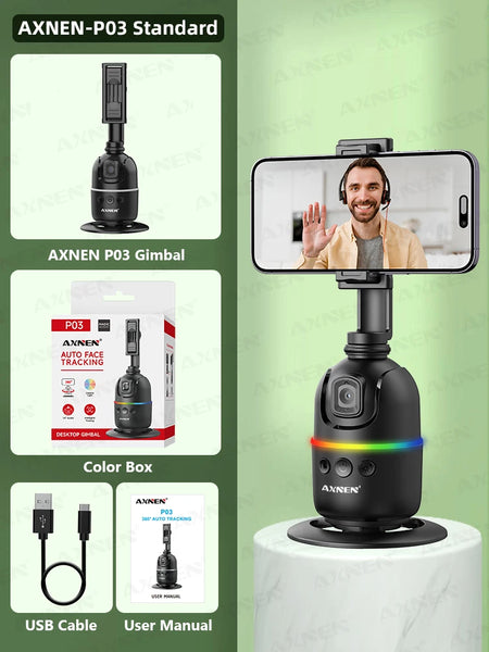 AI Face Tracking Gimbal &ndash; 360 Degree Auto Rotate Stabilization Standard Bundle / CHINA