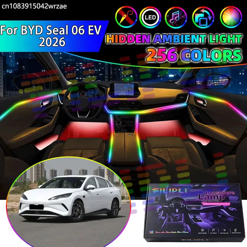 For BYD Seal 06 EV 2026 RGB Car Interior Ambient Lights Strips Breathing Lighting Kit App Control LED strips Auto Accessories by InterCyprus Trading Ltd