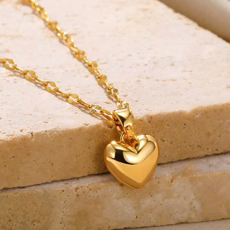 Trendy Stainless Steel Love Heart Pendant Necklace for Women