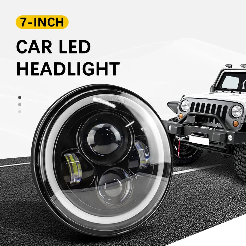 Jeep Wrangler JK TJ 7 Inch Round LED Žibintas su Aukšta Žema Posūkio Signalu
