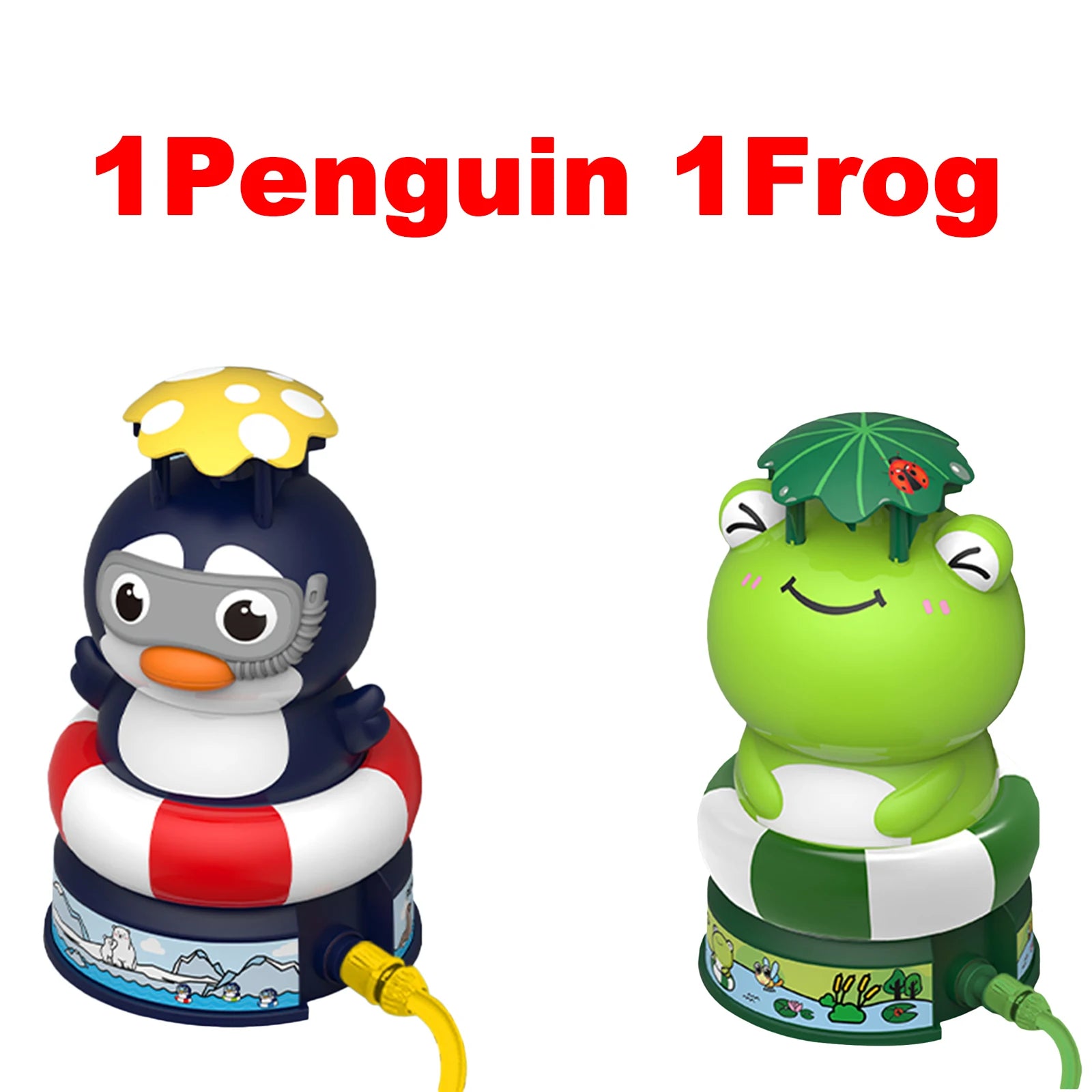 Cartoon Frog Water Sprinkler Toy &ndash; Rotating Spray Action 1 Penguin 1Frog