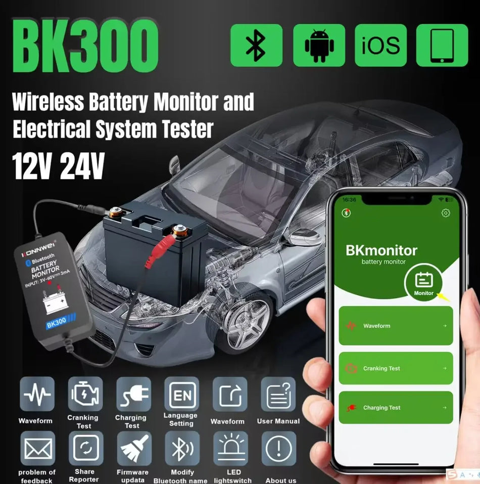 KONNWEI BK300 Bluetooth Car Battery Monitor &ndash; Mobile App BK300