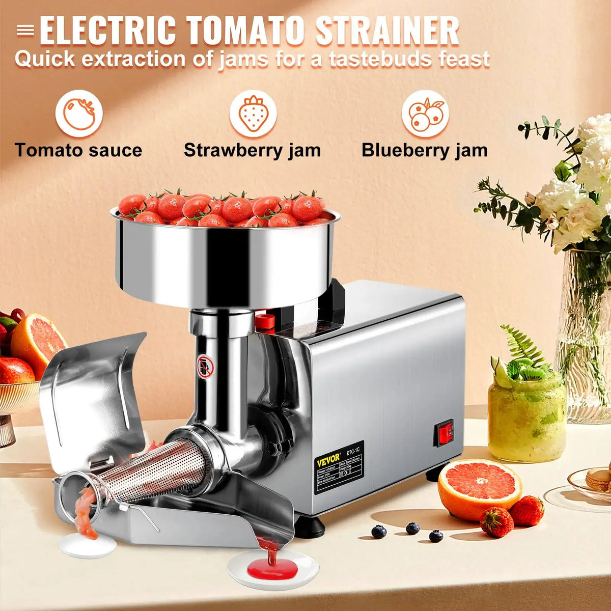 370W Electric Tomato Strainer Stainless Steel