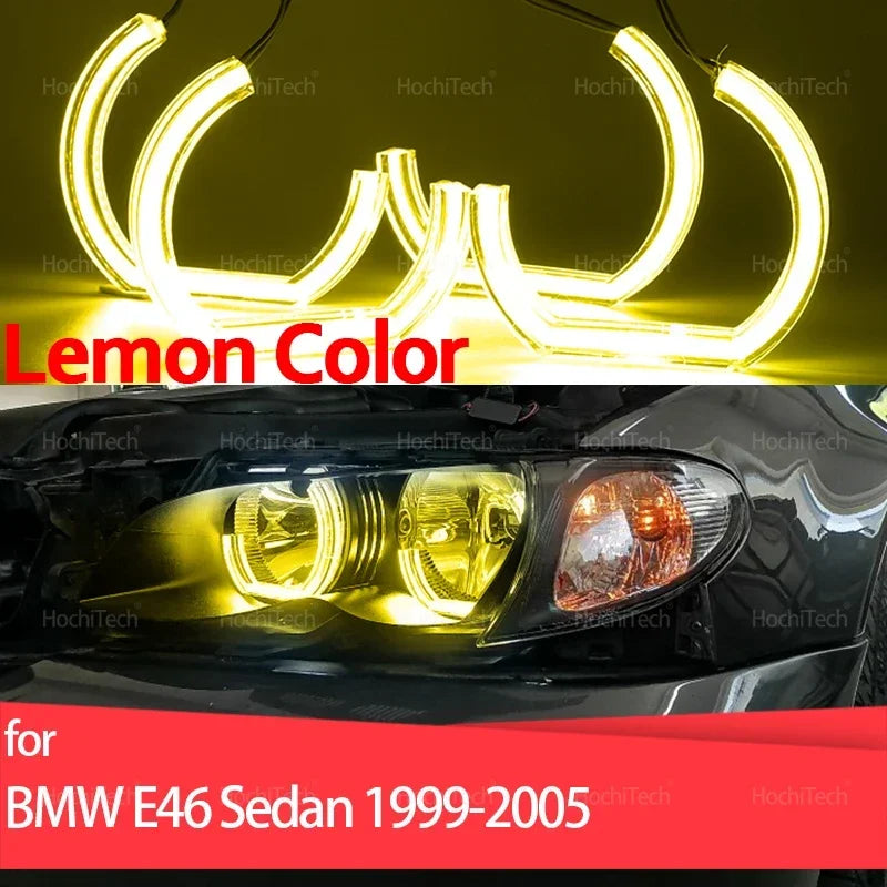 Keltaiset LED-enkeli silmät ajovalorengas BMW 3-sarja E46 Sedan