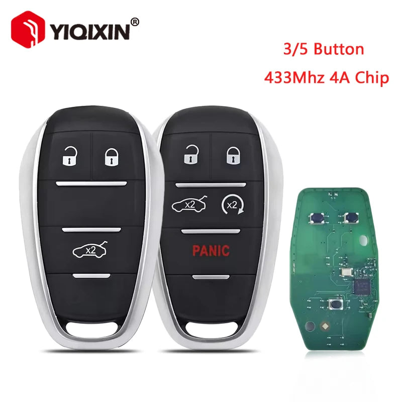 Alfa Romeo Giulia Stelvio Etäavain 3/5 Painiketta, 433MHz, 4A Siru, Leikkaamaton Terä