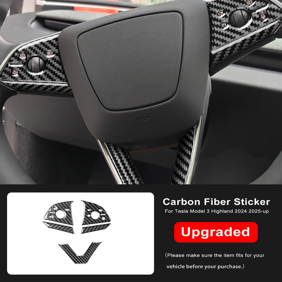 Soft Carbon Fiber Steering Wheel Trim for Tesla Model 3 Highland 2024+