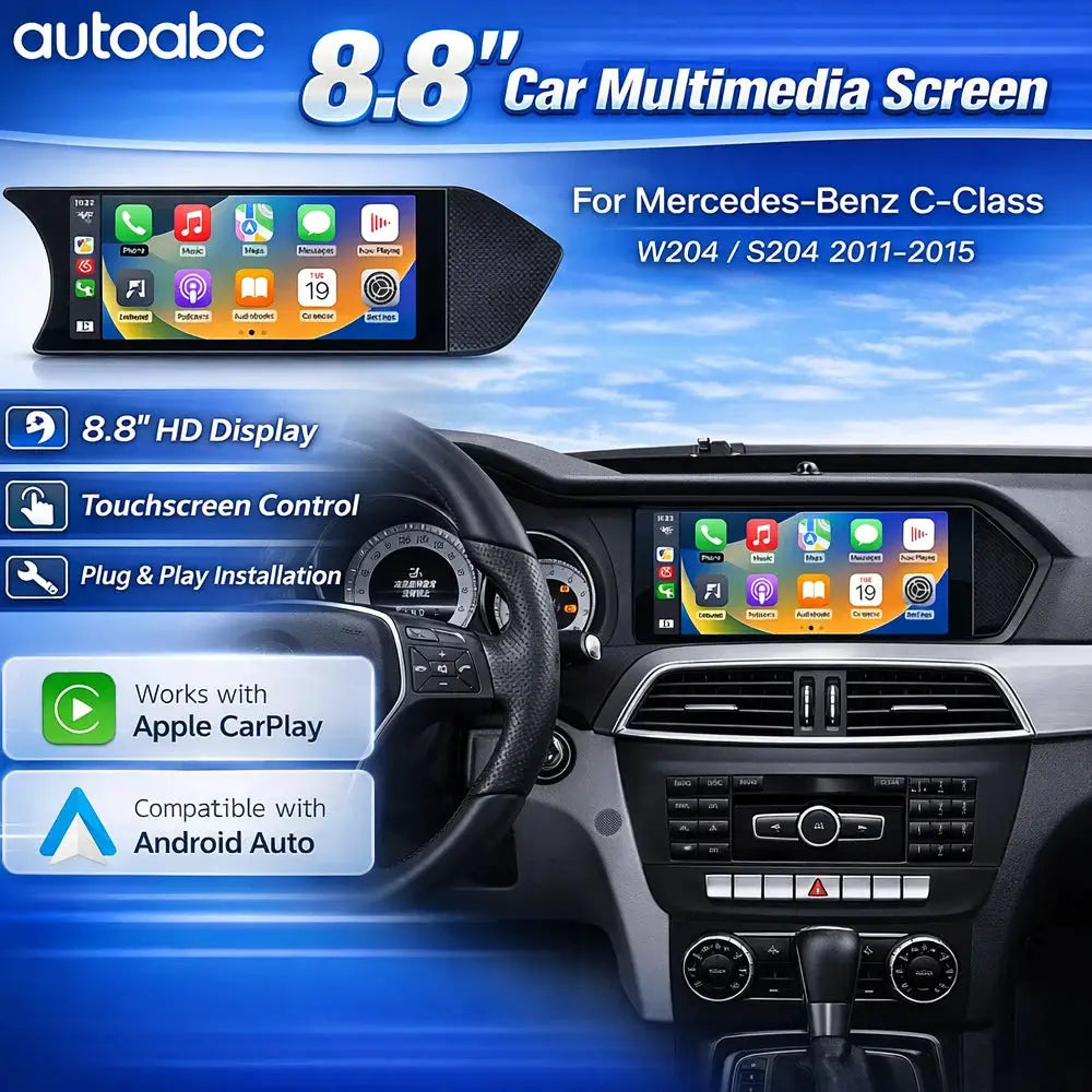 Wireless Carplay Android Auto 8.8"Multimedia Screen For Mercedes Benz W204 C Class NTG4.5 System 2011-2015 Support Mirror link by InterCyprus Trading Ltd