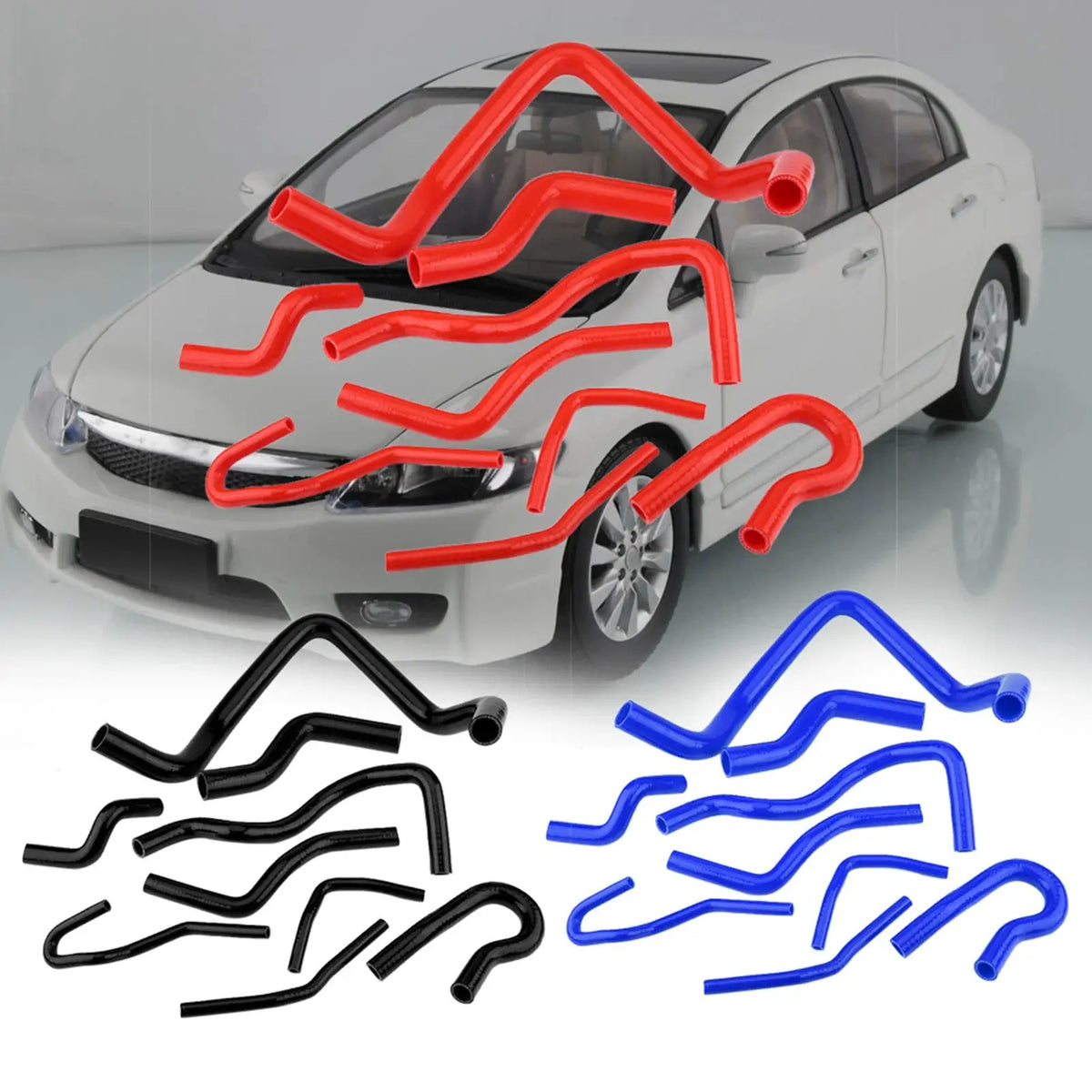 9pcs Red Silicone Auto Radiator Hose Kit for Civic D15 D16 SOHC EG/EK 1992‑2000 by InterCyprus Trading Ltd