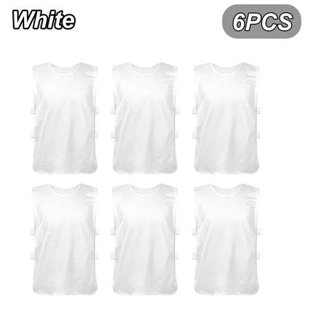 Breathable Soccer Training Vests for Kids and Adults - 6 Pack White / Kids 115-145cm