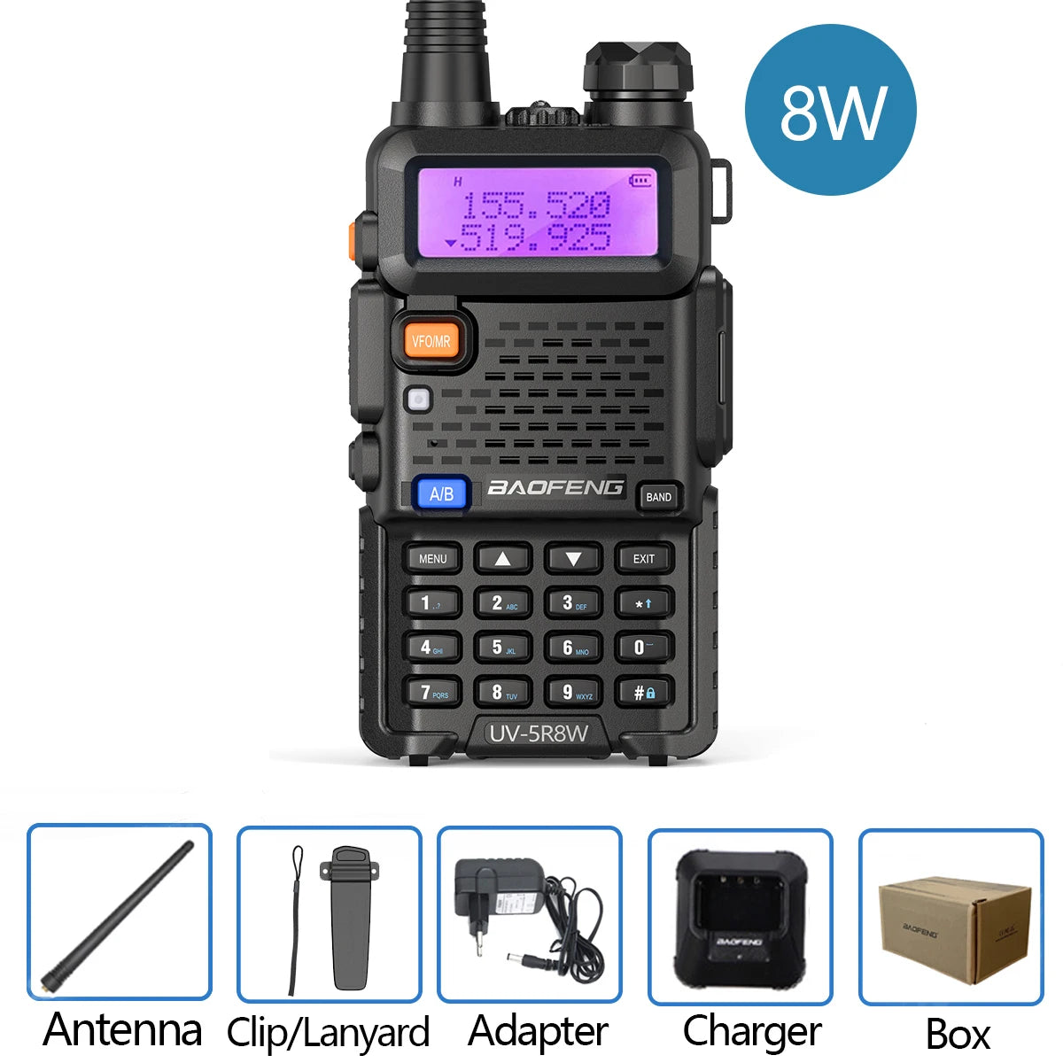 Baofeng UV-5R &ndash; Dual Band Ham Radio 5W Power Long Range 8W-radio / EU