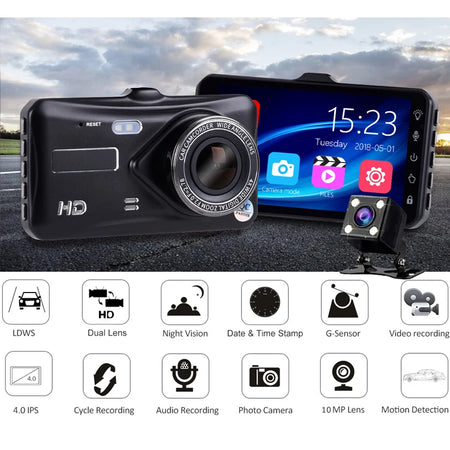 Dash Cam Front and Rear Camera CAR DVR &ndash; Full HD 1080P Night Vision Recorder