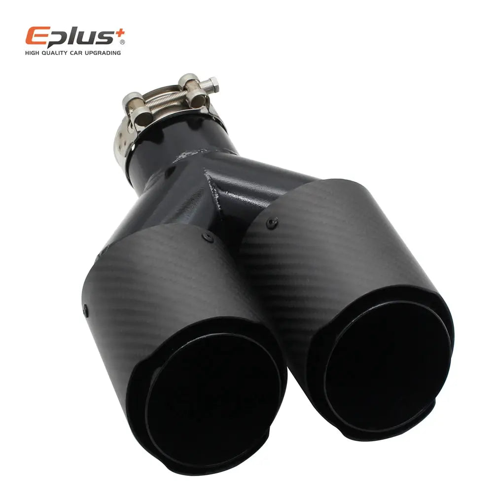 EPLUS Car Matte Carbon Fiber Muffler Tip Y Shape Double Exit Exhaust Pipe Mufflers Nozzle Decoration Universal Stainless Black by InterCyprus Trading Ltd