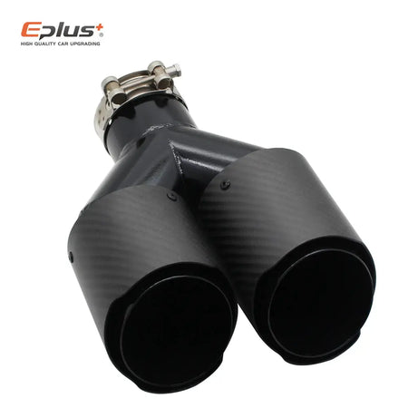 EPLUS Car Matte Carbon Fiber Muffler Tip Y Shape Double Exit Exhaust Pipe Mufflers Nozzle Decoration Universal Stainless Black by InterCyprus Trading Ltd