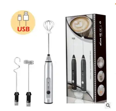 Wireless USB Milk Frother Handheld Mixer For Cappuccino 3 in 1 Silver / Poland